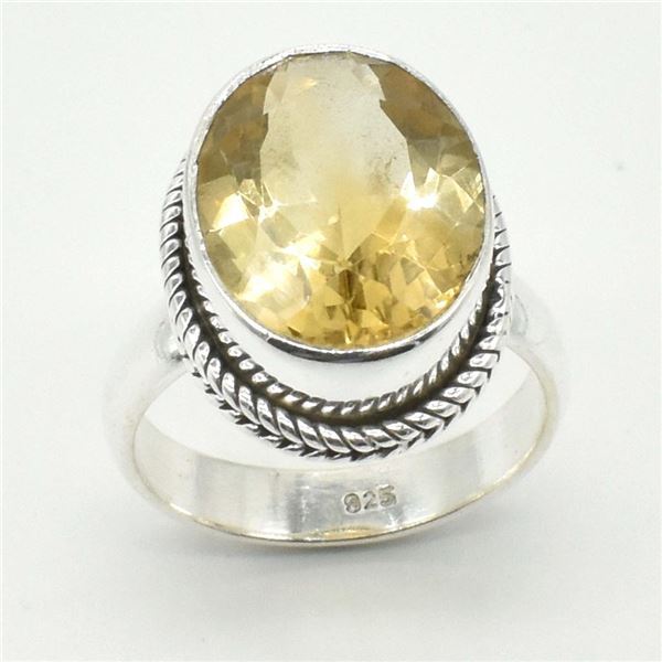 Silver Citrine(12.3ct) Ring (~weight 5.9g)