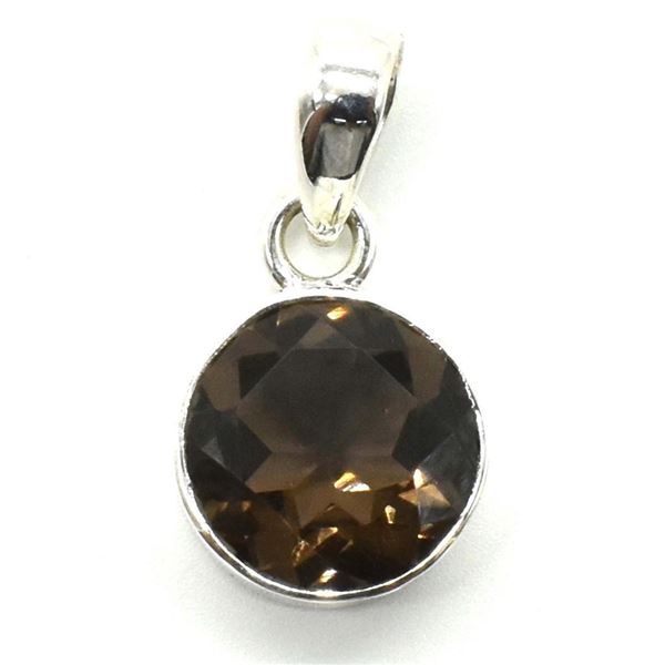 Silver Smokey Quartz(7.2ct) Pendant (~weight 4.05g)