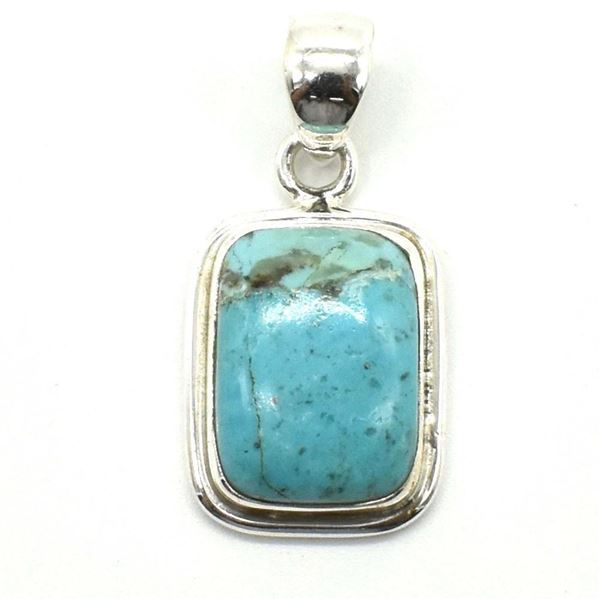 Silver Blue Muhave Turquoise(12.6ct) Pendant (~weight 4.75g)