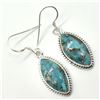 Image 2 : Silver Copper Muhave Turquoise(15.3ct) Earrings (~weight 7.4g)