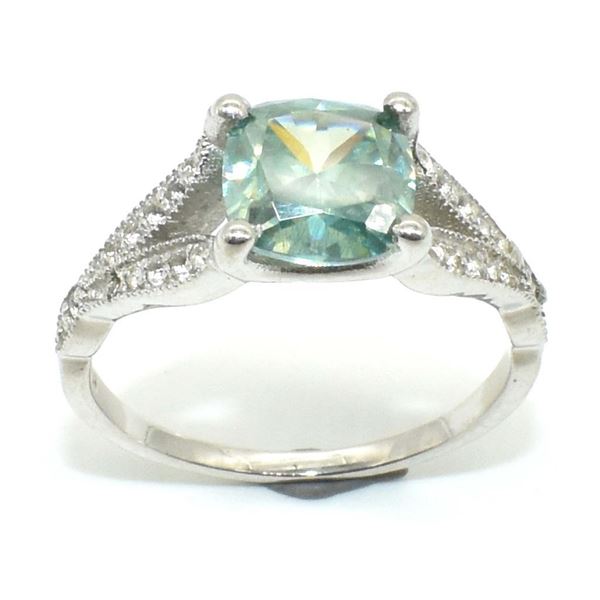 Silver Moissanite (1.15ct) Rhodium Plated Test And Looks Better Than Diamond Ring (~weight 2.05g)