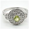 Image 3 : Silver Peridot Cz(1.3ct) Rhodium Plated Ring (~weight 4.3g)