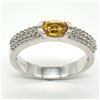 Image 1 : Silver Citrine Cz(0.9ct) Rhodium Plated Ring (~weight 3.5g)
