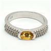 Image 3 : Silver Citrine Cz(0.9ct) Rhodium Plated Ring (~weight 3.5g)
