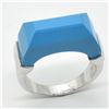 Image 1 : Silver Turquoise Men Made(13.5ct) Rhodium Plated Ring (~weight 6.6g)