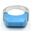 Image 3 : Silver Turquoise Men Made(13.5ct) Rhodium Plated Ring (~weight 6.6g)