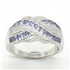 Image 1 : Silver Tanzanite Cz(1.8ct) Rhodium Plated Ring (~weight 5.3g)