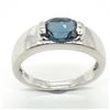 Image 1 : Silver Blue Topaz(0.9ct) Rhodium Plated Ring (~weight 3.45g)