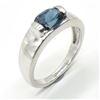 Image 2 : Silver Blue Topaz(0.9ct) Rhodium Plated Ring (~weight 3.45g)