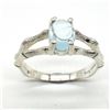 Image 1 : Silver Blue Topaz(0.8ct) Rhodium Plated Ring (~weight 2.4g)