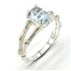 Image 2 : Silver Blue Topaz(0.8ct) Rhodium Plated Ring (~weight 2.4g)