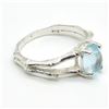 Image 4 : Silver Blue Topaz(0.8ct) Rhodium Plated Ring (~weight 2.4g)