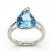 Image 1 : Silver Blue Topaz(3.6ct) Rhodium Plated Ring (~weight 3.65g)