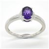 Image 1 : Silver Amethyst Cz(0.9ct) Rhodium Plated Ring (~weight 2.05g)