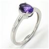 Image 2 : Silver Amethyst Cz(0.9ct) Rhodium Plated Ring (~weight 2.05g)