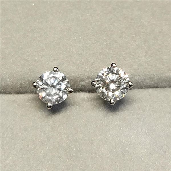 14K White Gold Diamond (Si, I-J, 0.54Ct) Earrings (~Size 0) (~length 0 inches) (~weight 0.6g), Made 