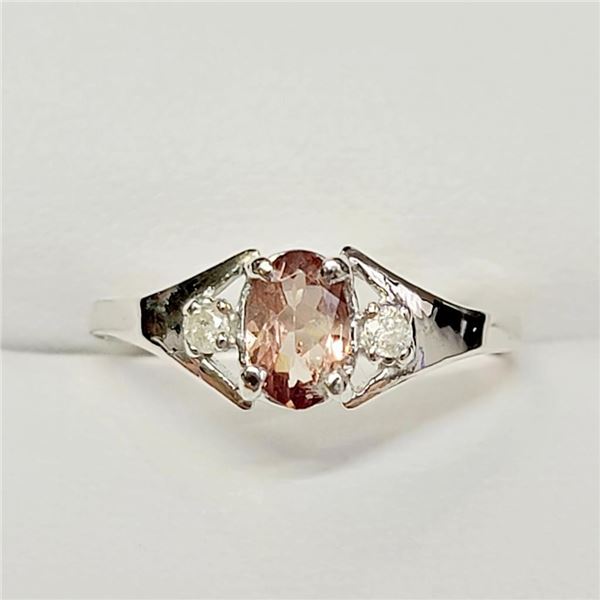 10K White Gold Rare Color Change Garnet(0.4ct) Diamonds (0.03Ct, Si-2, F-G) Ring (~Size 6.5)(Ring is