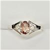 Image 1 : 10K White Gold Rare Color Change Garnet(0.4ct) Diamonds (0.03Ct, Si-2, F-G) Ring (~Size 6.5)(Ring is