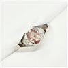 Image 3 : 10K White Gold Rare Color Change Garnet(0.4ct) Diamonds (0.03Ct, Si-2, F-G) Ring (~Size 6.5)(Ring is