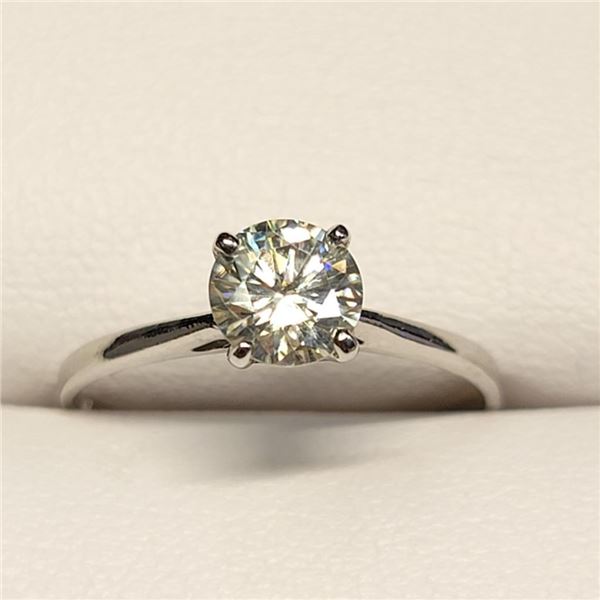 10K White Gold Moissanites(0.7ct) Ring (~Size 0) (~length 0 inches) (~weight 1.28g), Made in Canada,