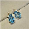 Image 2 : 10K Yellow Gold Blue Topaz(1.5ct) Moissanite(0.06ct) Earrings (~Size 0) (~length 0 inches) (~weight 