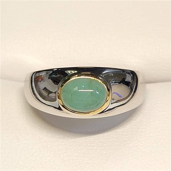Silver Sakota Emerald(1.3ct) Ring (~Size 8.75)(Ring is resizable for $40) (~length 0 inches) (~weigh