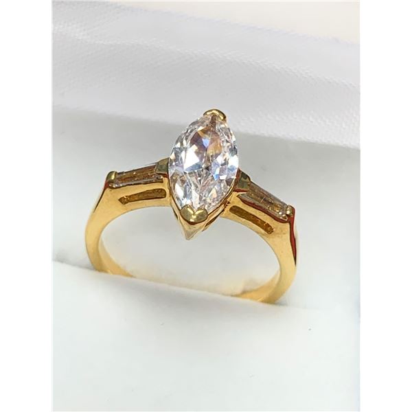 Ladies 14K GP .95 Carat Marquis Cut Solitaire Engagement Ring size 7 NEW in gift box