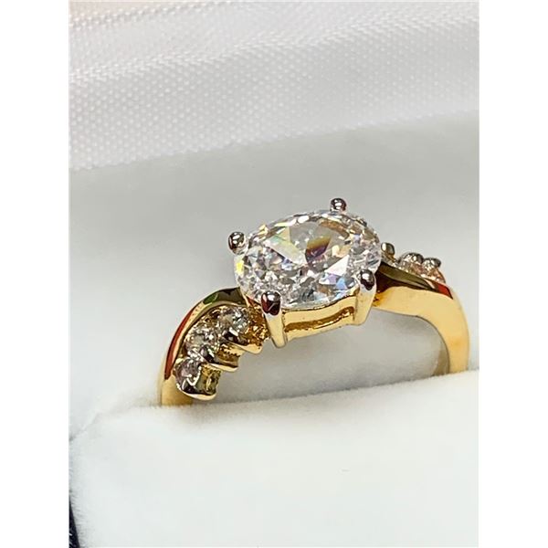 Ladies 14K GP coated 1.1 Carat Brilliant Cut Solitaire Engagement ring NEW in gift box SZ 7