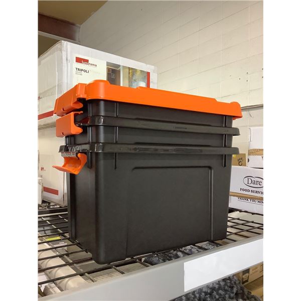 Lot of 3 Small Storage Bins (1 Lid)