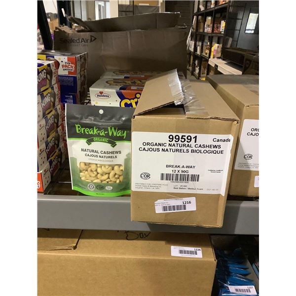 Case of Break-a-way Organic Natural Cashews (12 x 90g)