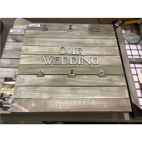 Sixtrees "Our Wedding" Wooden Photo Clip Frame (22in x 22in)