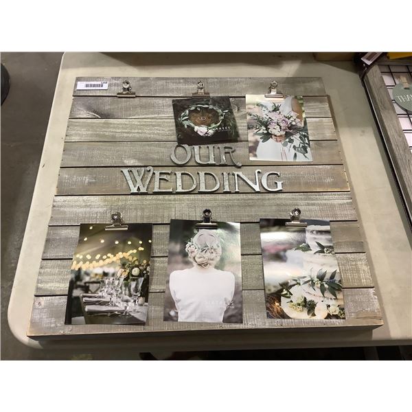 Sixtrees "Our Wedding" Wooden Photo Clip Frame (22in x 22in)
