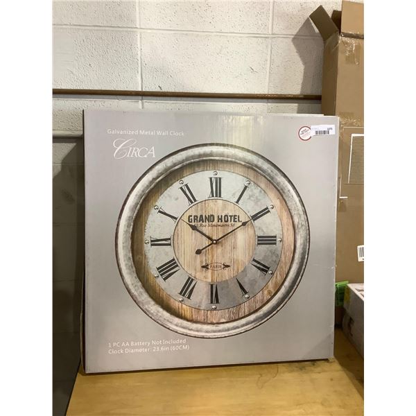 Grand Hotel Galvanized Metal Wall Clock (23.6in)