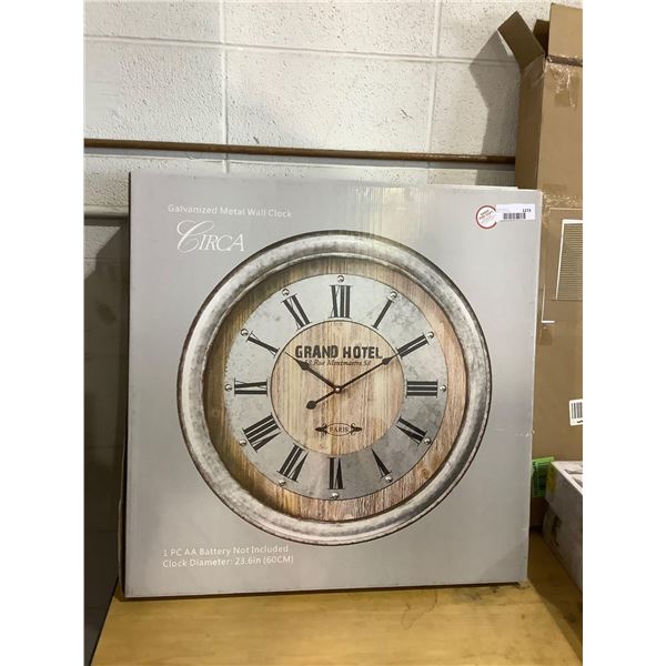 Grand Hotel Galvanized Metal Wall Clock (23.6in)