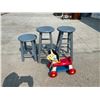 Image 2 : THREE STOOLS AND A FISHER-PRICE HORSE