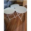 Image 2 : Small Brown Book Shelf with 3 Round White (Foldup) Side Tables.
