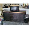 Image 1 : Buffet with Panasonic Microwave & Wooden Cutting Board.