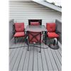 Image 1 : Glasstop Patio Set. 4 Chairs and Umbrella Stand