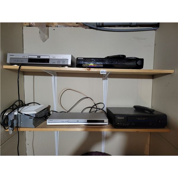 3 DVD Players and a VHS Player