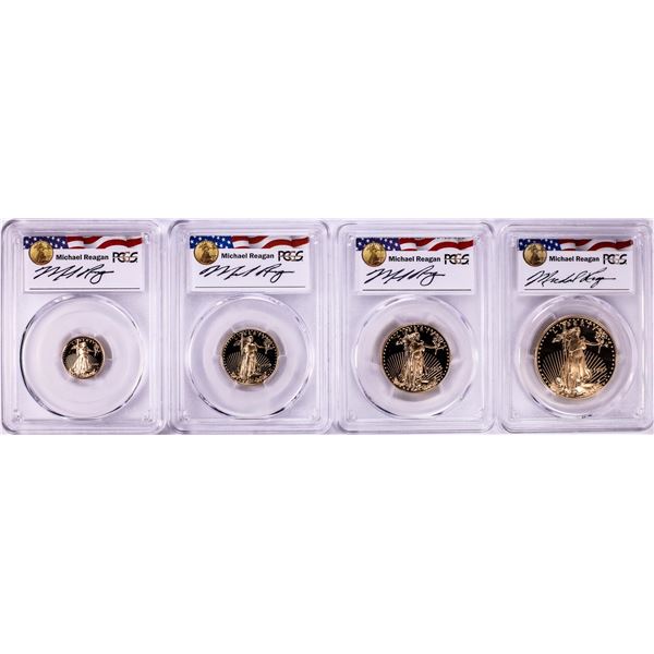 1997-W Proof American Gold Eagle (4) Coin Set PCGS PR69DCAM Michael Reagan Signature
