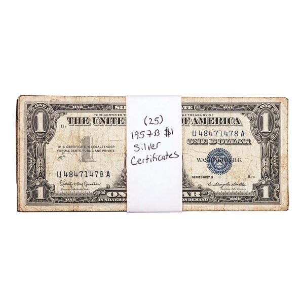Lot of (25) 1957B $1 Silver Certificate Notes