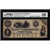 Image 1 : 1850's $20 Bank of Washington North Carolina Obsolete Note PMG Very Fine 20