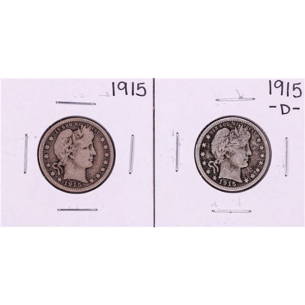Lot of 1915 & 1915-D Barber Quarter Coins