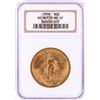 Image 1 : 1908 No Motto $20 St. Gaudens Double Eagle Gold Coin NGC MS62