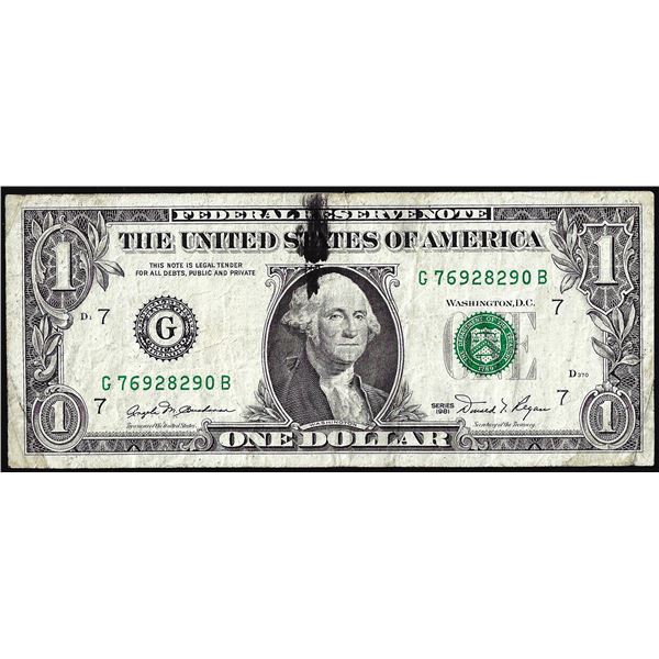1981 $1 Federal Reserve Note Ink Smear Error