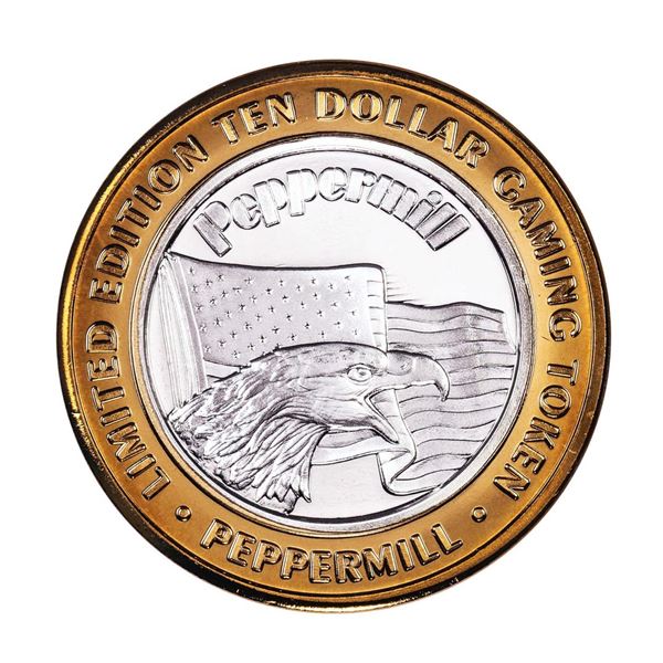 .999 Silver Peppermill Hotel Casino Reno $10 Casino Gaming Token Limited Edition