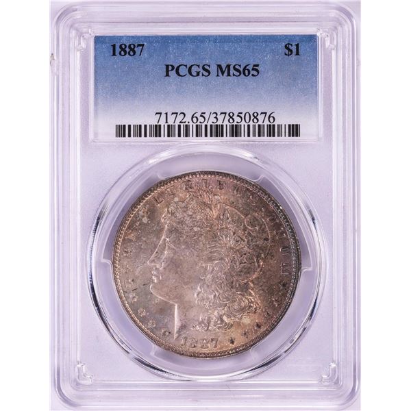 1887 $1 Morgan Silver Dollar Coin PCGS MS65 Nice Toning