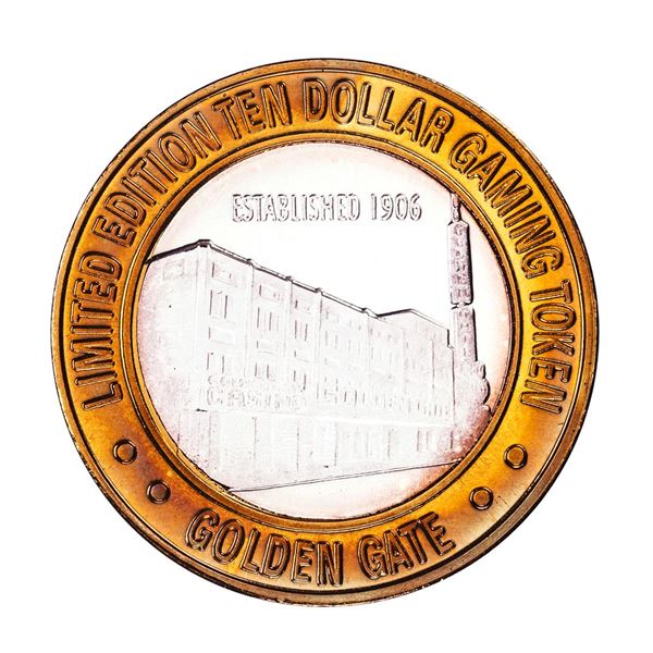 .999 Silver Golden Gate Las Vegas, Nevada $10 Casino Limited Edition Gaming Token