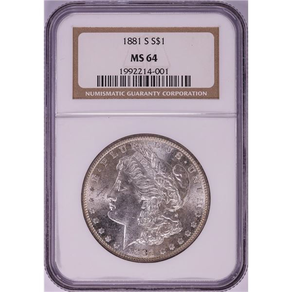 1881-S $1 Morgan Silver Dollar Coin NGC MS64