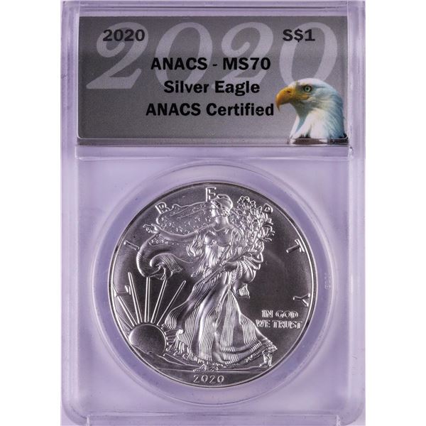 2020 $1 American Silver Eagle Coin ANACS MS70